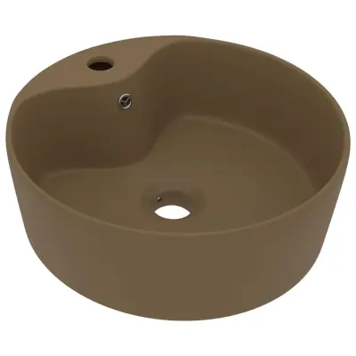 vidaXL Razkošen umivalnik mat krem 36x13 cm keramičen