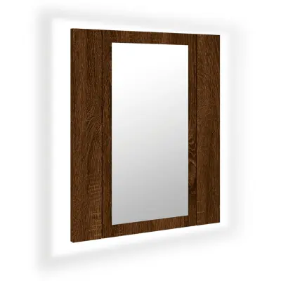 vidaXL LED kopalniška omarica z ogledalom rjavi hrast 40x12x45 cm