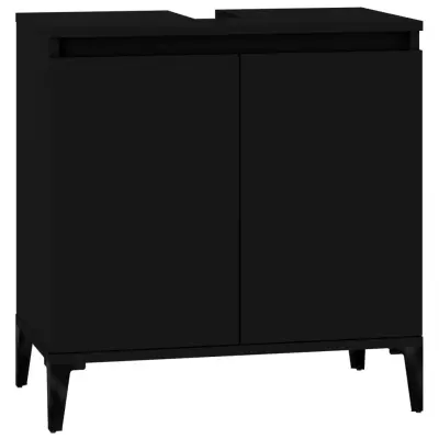 vidaXL Omarica za umivalnik črna 58x33x60 cm inženirski les