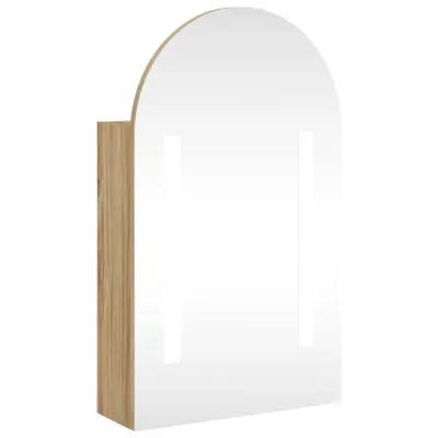 vidaXL Kopalniška omarica z ogledalom z LED obokana hrast 42x13x70 cm