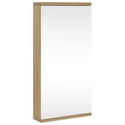 vidaXL Kotna kopalniška omarica z ogledalom hrast 30x24x60 cm