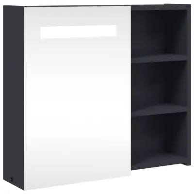 vidaXL Kopalniška omarica z ogledalom z LED lučko siva 60x13x52 cm