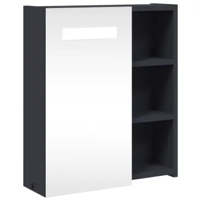 vidaXL Kopalniška omarica z ogledalom z LED lučko siva 45x13x52 cm