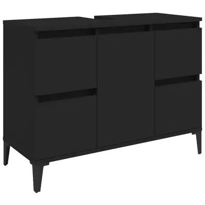 vidaXL Omarica za umivalnik črna 80x33x60 cm inženirski les