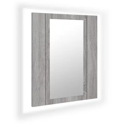 vidaXL LED kopalniška omarica z ogledalom siva sonoma 40x12x45 cm