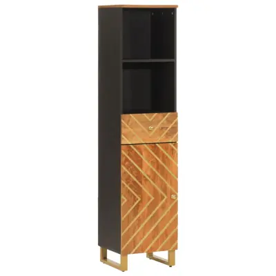 vidaXL Kopalniška omarica rjava in črna 38x33,5x160 cm trden mango