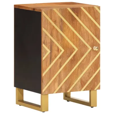 vidaXL Kopalniška omarica rjava in črna 38x33,5x58 cm trden mango