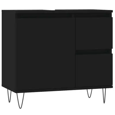vidaXL Kopalniška omarica črna 65x33x60 cm inženirski les