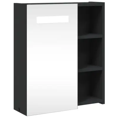 vidaXL Kopalniška omarica z ogledalom z LED lučko črna 45x13x52 cm