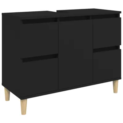 vidaXL Omarica za umivalnik črna 80x33x60 cm inženirski les