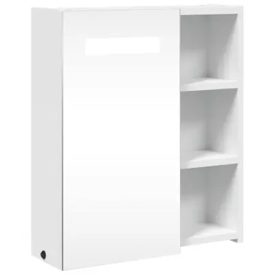 vidaXL Kopalniška omarica z ogledalom z LED lučko bela 45x13x52 cm