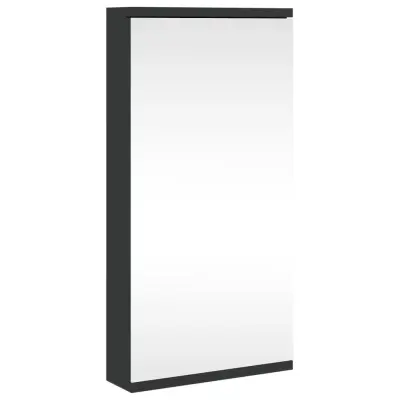 vidaXL Kotna kopalniška omarica z ogledalom črna 30x24x60 cm