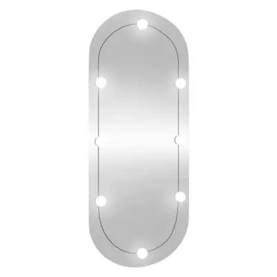 vidaXL Stensko ogledalo z LED lučkami 45x100 cm stekleno ovalno