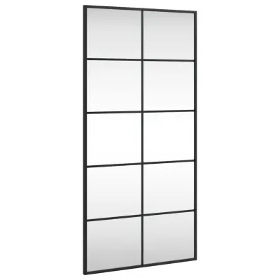vidaXL Stensko ogledalo črno 50x100 cm pravokotno železo