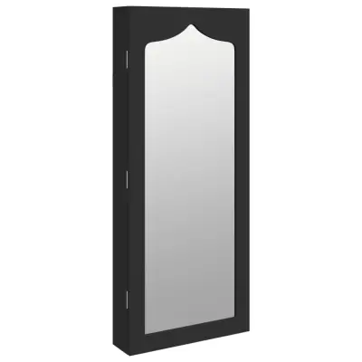 vidaXL Omarica za nakit z ogledalom stenska črna 37,5x10x90 cm