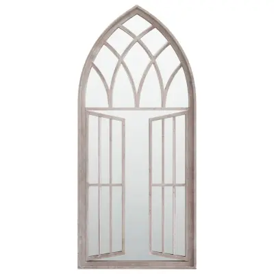 vidaXL Vrtno ogledalo peščeno 100x45 cm železno za zunanjo uporabo