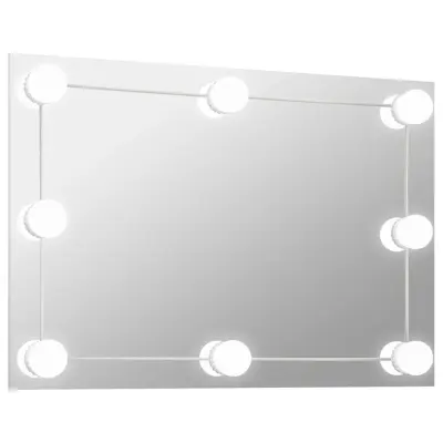 vidaXL Stensko ogledalo z LED lučkami pravokotno steklo