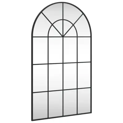 vidaXL Stensko ogledalo črno 60x100 cm obokano železo