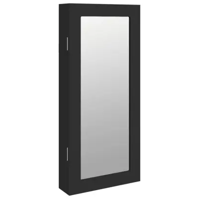 vidaXL Omarica za nakit z ogledalom stenska črna 30x8,5x67 cm