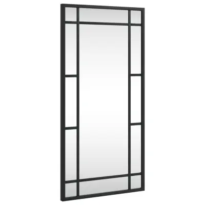 vidaXL Stensko ogledalo črno 30x60 cm pravokotno železo