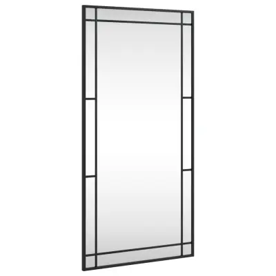 vidaXL Stensko ogledalo črno 50x100 cm pravokotno železo