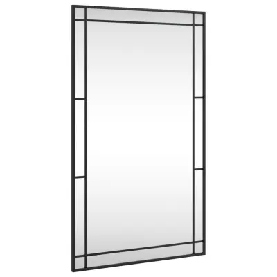 vidaXL Stensko ogledalo črno 60x100 cm pravokotno železo