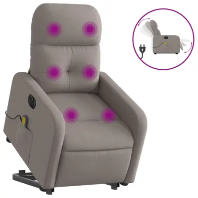 vidaXL Električni masažni naslanjač s funkcijo vstajanja taupe