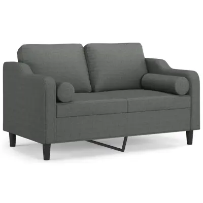 vidaXL Kavč dvosed z blazinami temno siv 120 cm blago