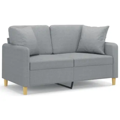 vidaXL Kavč dvosed z blazinami svetlo siv 120 cm blago