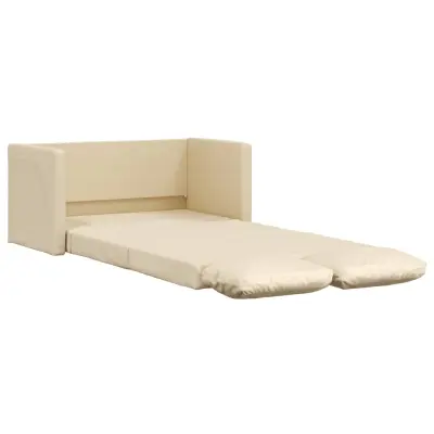 vidaXL Talni raztegljiv kavč 2 v 1 krem 112x174x55 cm blago