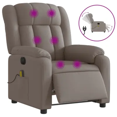 vidaXL Električni masažni naslanjač taupe blago