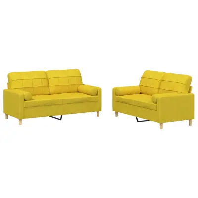 vidaXL Sedežna garnitura z vzglavniki 2-delna svetlo rumeno blago