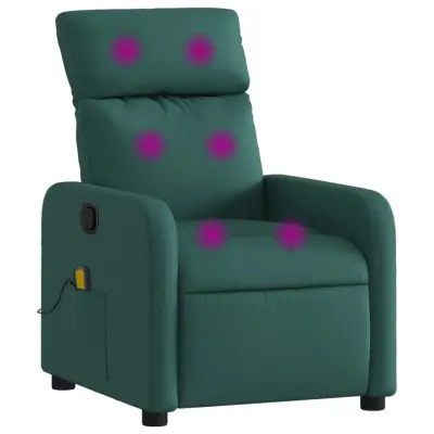 vidaXL Masažni naslanjač temno zeleno blago