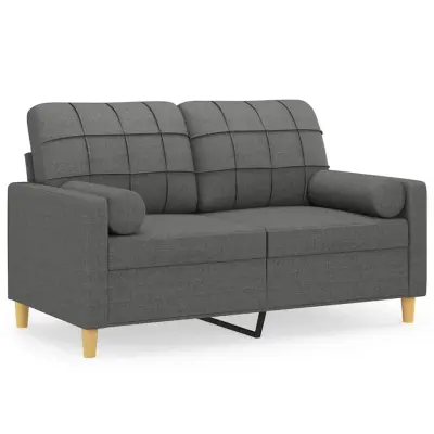 vidaXL Kavč dvosed z blazinami temno siv 120 cm blago