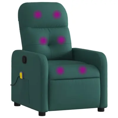 vidaXL Masažni naslanjač temno zeleno blago