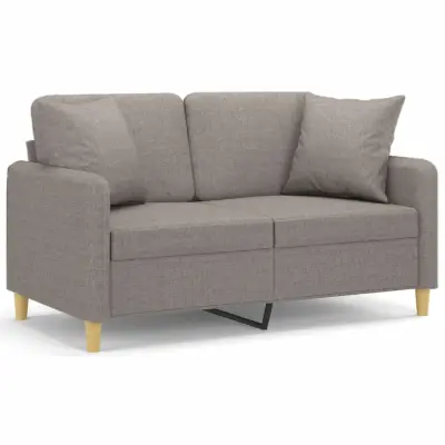 vidaXL Kavč dvosed z blazinami taupe 120 cm blago