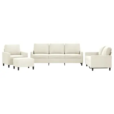 vidaXL Sedežna garnitura 4-delna z blazinami krem žamet