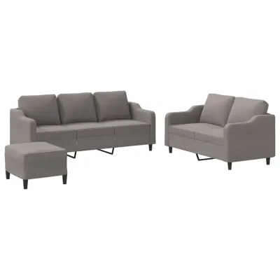 vidaXL Sedežna garnitura z blazinami 3-delna taupe blago