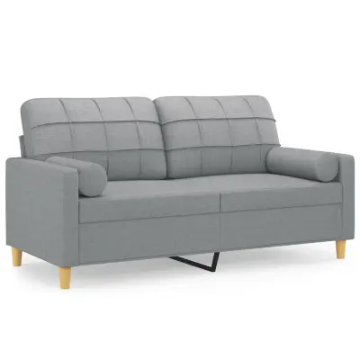 vidaXL Kavč dvosed z blazinami svetlo siv 140 cm blago