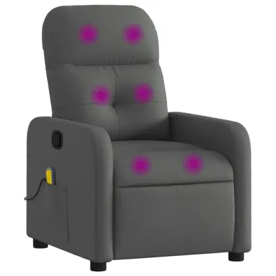 vidaXL Masažni naslanjač temno sivo blago