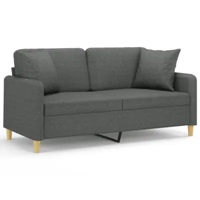 vidaXL Kavč dvosed z blazinami temno siv 140 cm blago