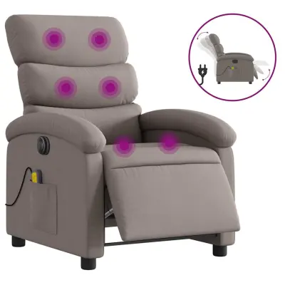 vidaXL Električni masažni naslanjač taupe blago