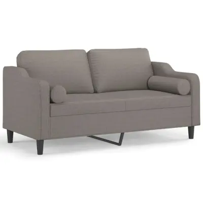 vidaXL Kavč dvosed z blazinami taupe 140 cm blago