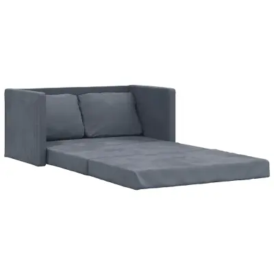 vidaXL Talni raztegljiv kavč 2 v 1 temno siv 122x204x55 cm žamet