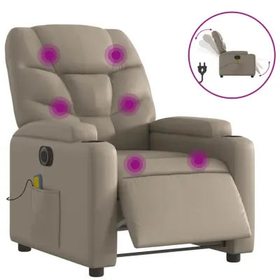 vidaXL Električni masažni naslanjač kapučino umetno usnje