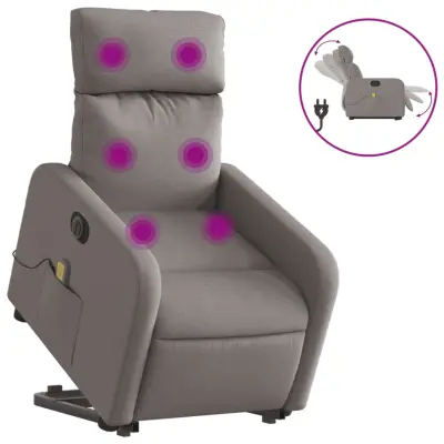 vidaXL Električni masažni naslanjač s funkcijo vstajanja taupe