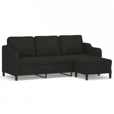 vidaXL Trosed s stolčkom za noge črn 180 cm blago