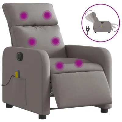 vidaXL Električni masažni naslanjač taupe blago