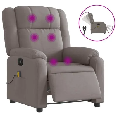 vidaXL Električni masažni naslanjač taupe blago