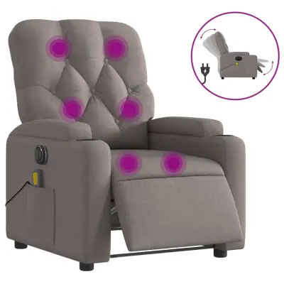 vidaXL Električni masažni naslanjač taupe blago